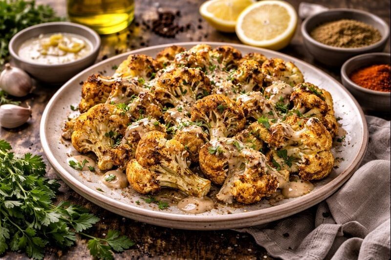 Запекаем цветную капусту с тахини и восточными специями