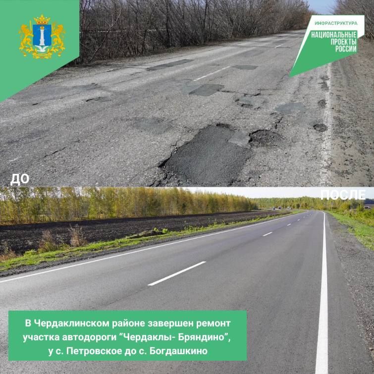 В Ульяновской области, в рамках нацпроекта «Инфраструктура для жизни», завершен ремонт участка в Чердаклинском районе
