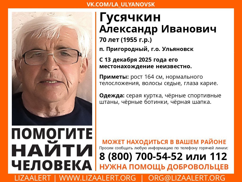 Ульяновцев просят помочь в поисках мужчины - информацию о пропавшем разместили в "ЛизаАлерт":