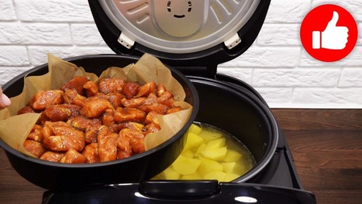 Вкусный обед за 40 минут: картошка и мясо на пару в мультиварке