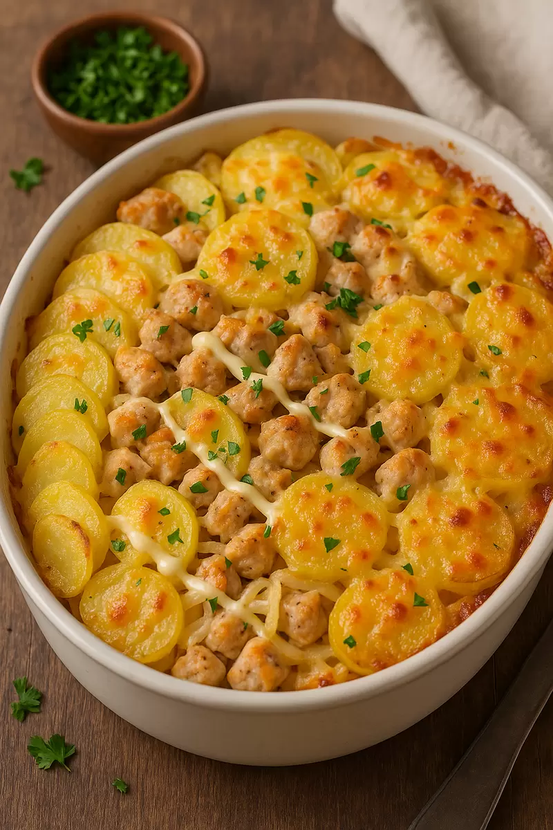 Легкий и сытный ужин: картофель с курицей в запеканке по-генеральски