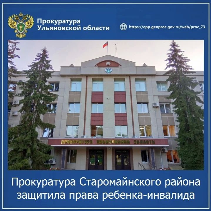Прокуратура Старомайнского района Ульяновской области провела проверку по обращению матери малолетнего с ограниченными возможностями