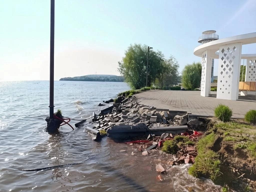 В парке «Тишь да гладь» в Сенгилее обвалилась брусчатка у ротонды