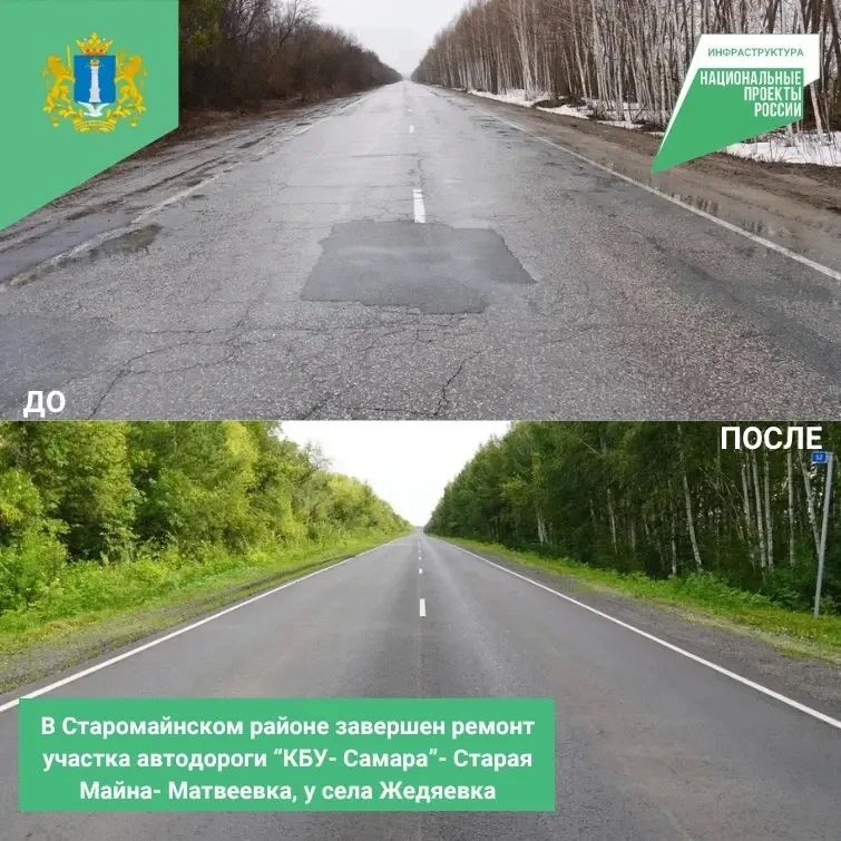 В Ульяновской области, в рамках нацпроекта «Инфраструктура для жизни», завершен ремонт участка в Старомайнском районе