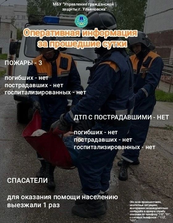 Ульяновские спасатели за минувшие сутки выезжали на помощь горожанам один раз